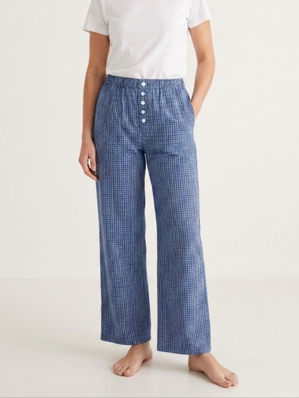 Doen Morgan Pant Size XXS 100% Organic Cotton Pockets Blue Cassis Check